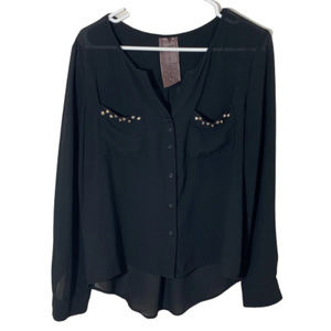 Moon Collection Sheer Studded High Low Hem Top Med